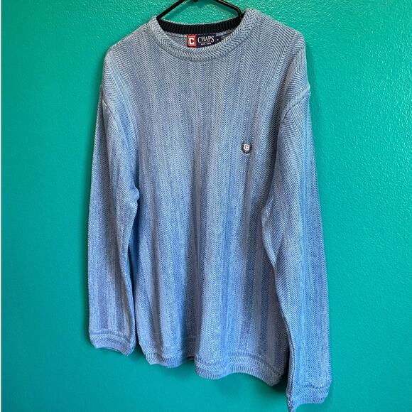 Chaps Blue Knit 100% Cotton Men's Pullover Sweater Medium - Picture 8 of 10